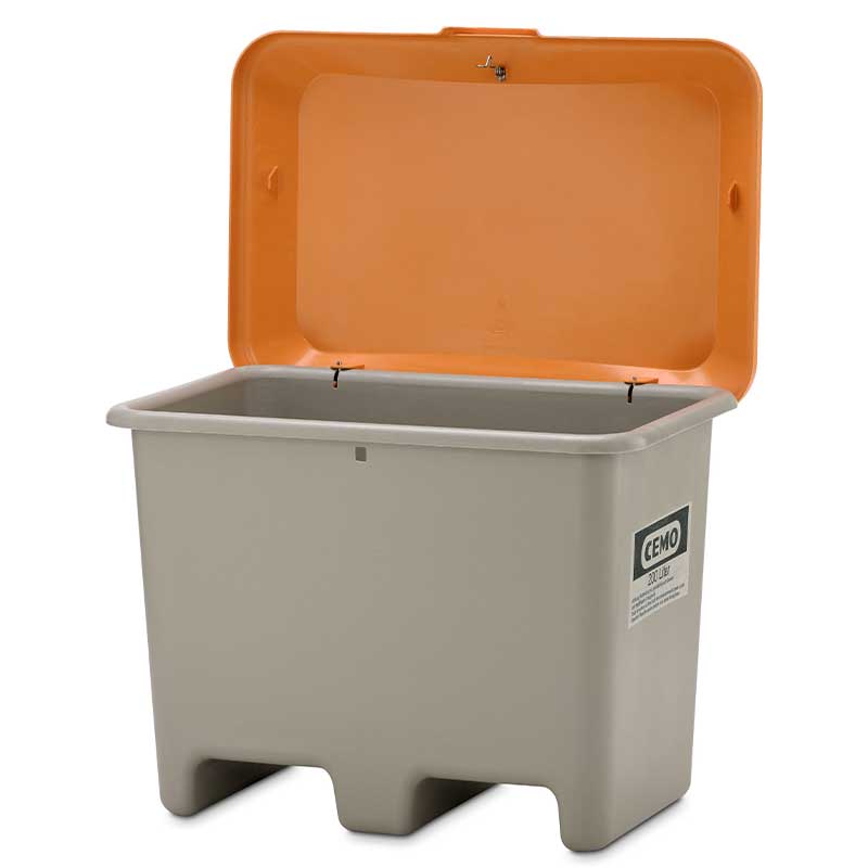 Streugutbehälter Plus 3, 200 l, grau/orange, unterfahrbar – Bild 3