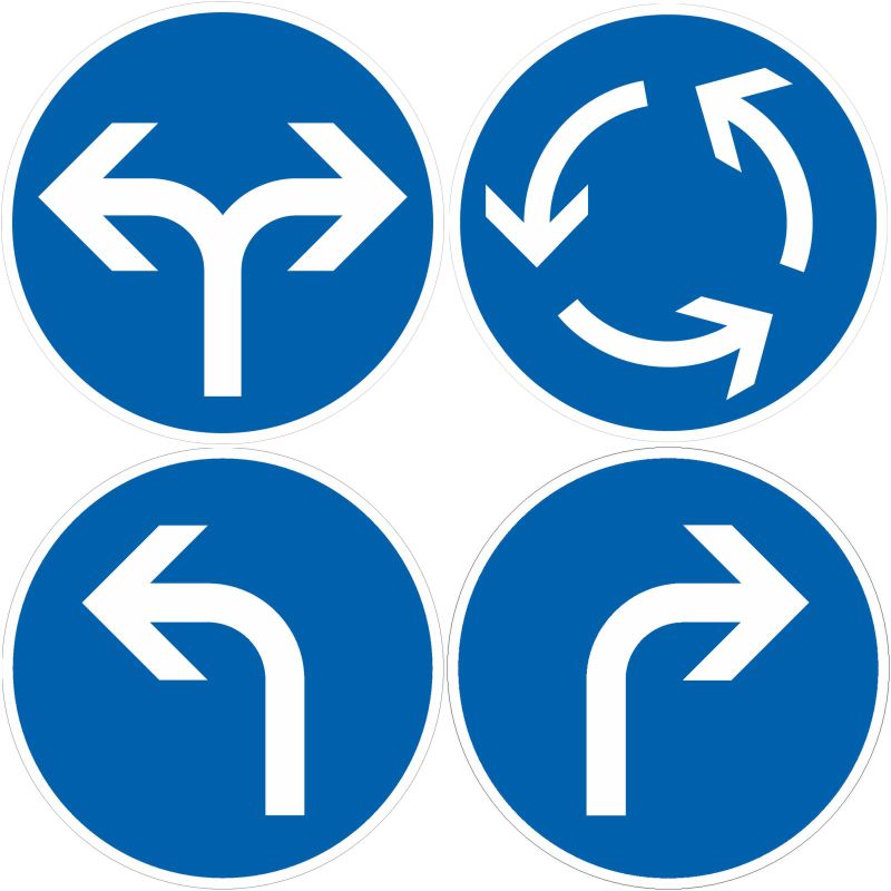 PREMARK™ runde Verkehrszeichen nach StVO für Fahrtrichtungen, 8 verschiedene Größen