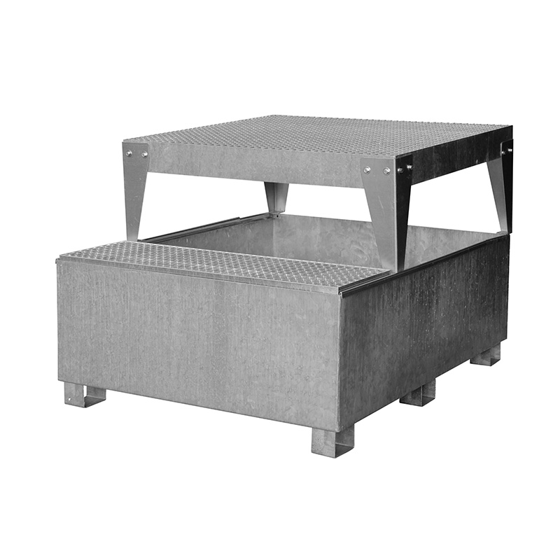 IBC-Auffangwanne aus Stahl, GS1a AB1 mit 1 Abfüllbock, verzinkt – Bild 2