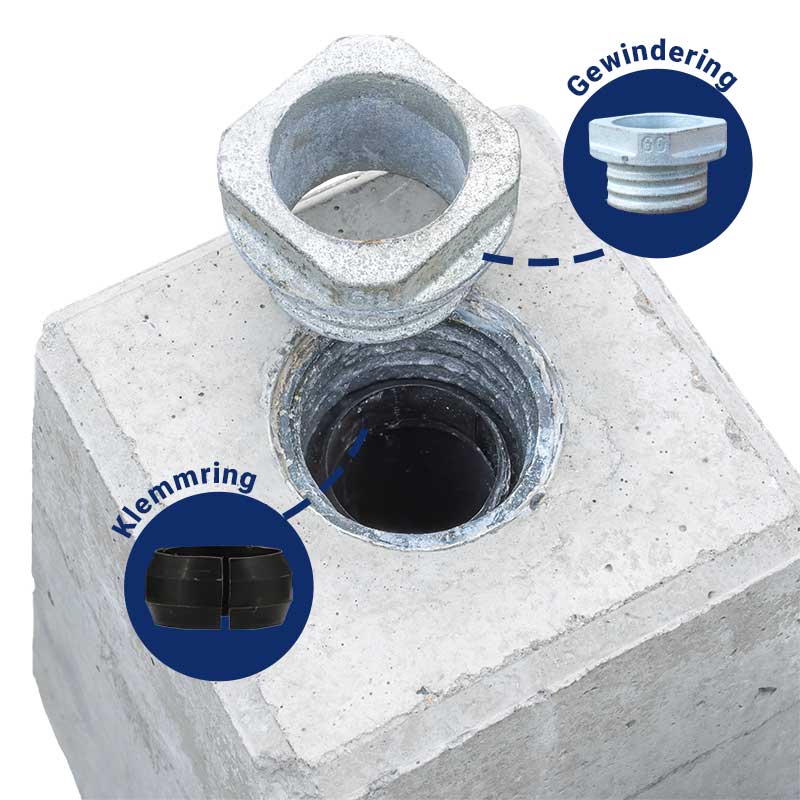Betonsockelstein 60 kg mit Bodenhülse für Rohrpfosten Ø 60 mm – Bild 8