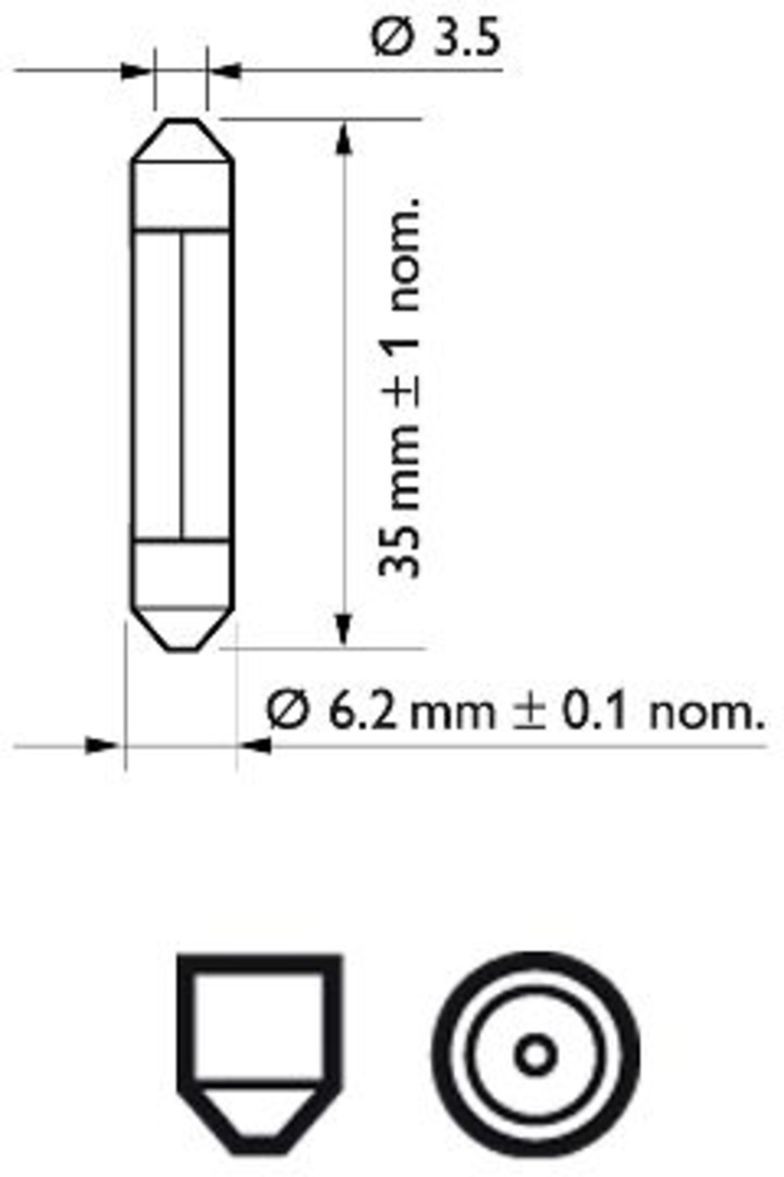 Soffittenlampe 12V/3W Fest T6.2×35 SV6 | Philips 12848 – Bild 3