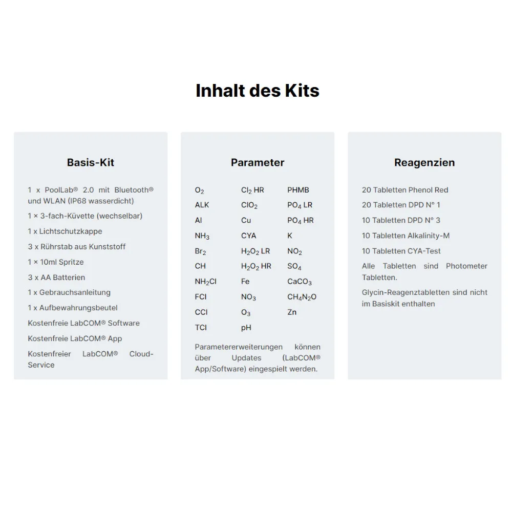 PoolLab 2.0 Pooltester elektronisch Testgerät Wasser-Analyse Water-i.d. für Messung von drei Wasser-Parametern – Bild 6