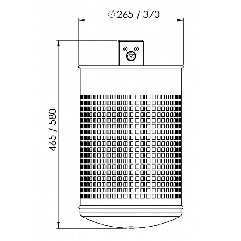 Abfallbehälter 20 oder 50 Liter, gelocht, Wand- oder Pfostenmontage, Typ 7013 und 7014 – Bild 5