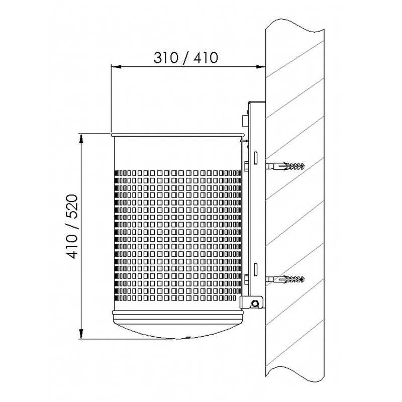 Abfallbehälter 20 oder 50 Liter, gelocht, Wand- oder Pfostenmontage, Typ 7013 und 7014 – Bild 7