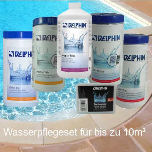 Poolpflege-Set Schwimmbadpflege Schwimmbecken bis ca. 10 m³ Wasserpflege Delphin – Bild 2