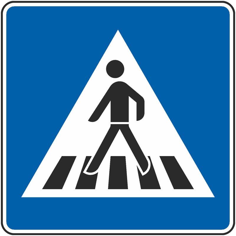 Verkehrszeichen 350-10 Fußgängerüberweg, Aufstellung rechts (einseitig)