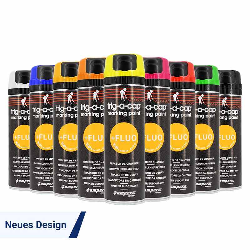 Baustellenmarkierspray Ampere trig-a-cap® extra, normale und fluoreszierende Farbtöne