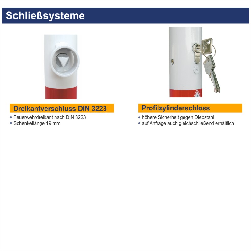 Absperrpfosten 70 x 70 mm, umlegbar, 500 mm Überflur, rot-weiß / verzinkt – Bild 6