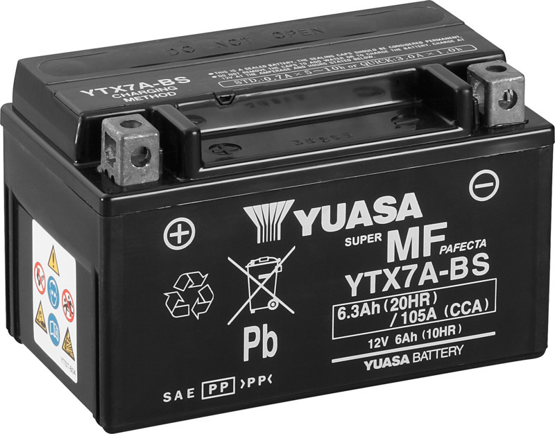 Batterie YUASA YTX7A-BS mit Säurepack – Bild 2