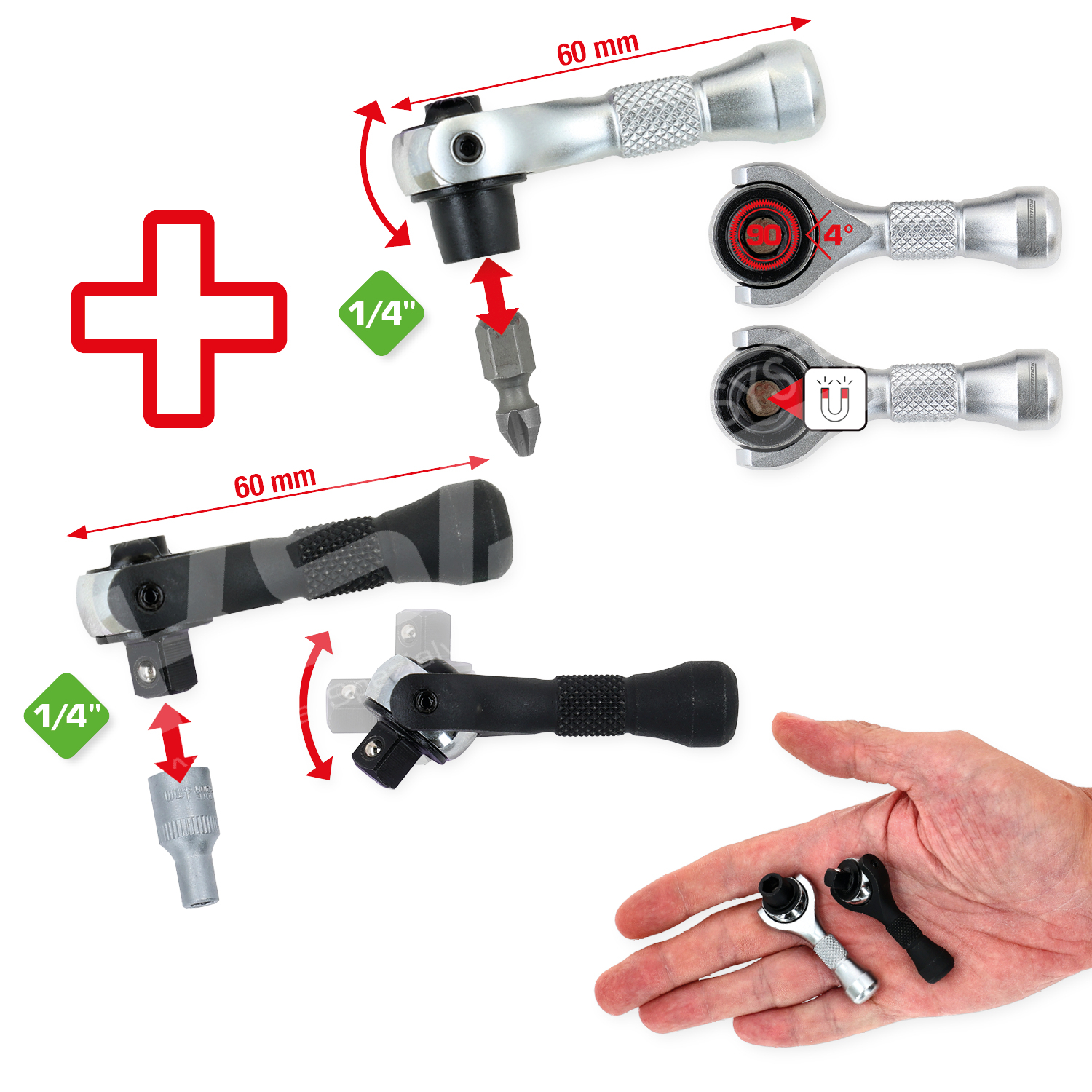 1/4″ COMPETITION Mikro-Knarren-Satz, 2-tlg – Bild 3