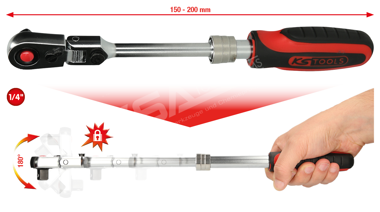 1/4″ SlimPOWER Teleskop-Gelenk-Umschaltknarre, 72 Zahn – Bild 3