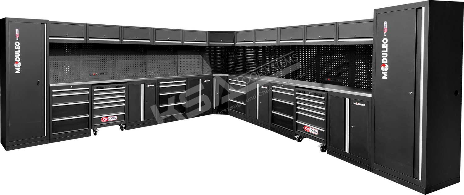 Werkstatt-Schranksystem, L-Form, 4760 x 4760 mm