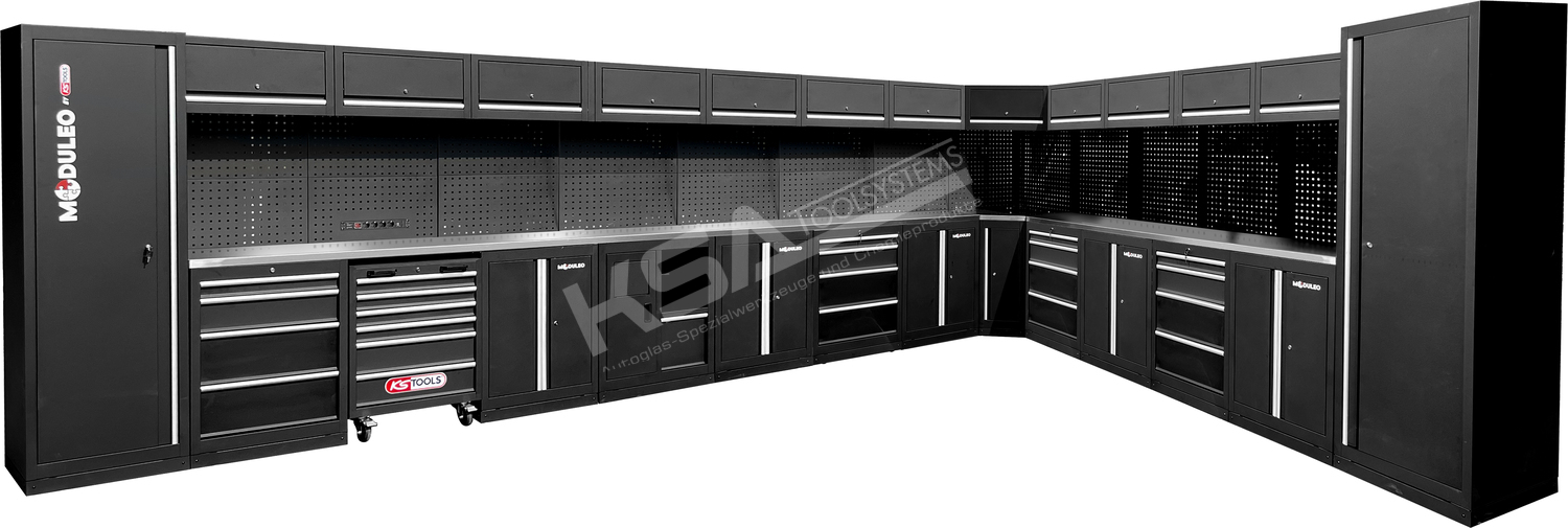 Werkstatt-Schranksystem, L-Form, 6120 x 4080 mm