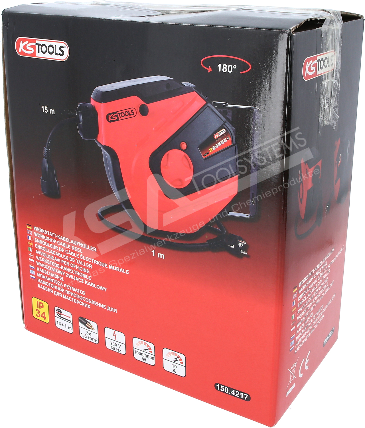 Werkstatt-Kabelaufroller, 15m, 1,5mm² – Bild 5