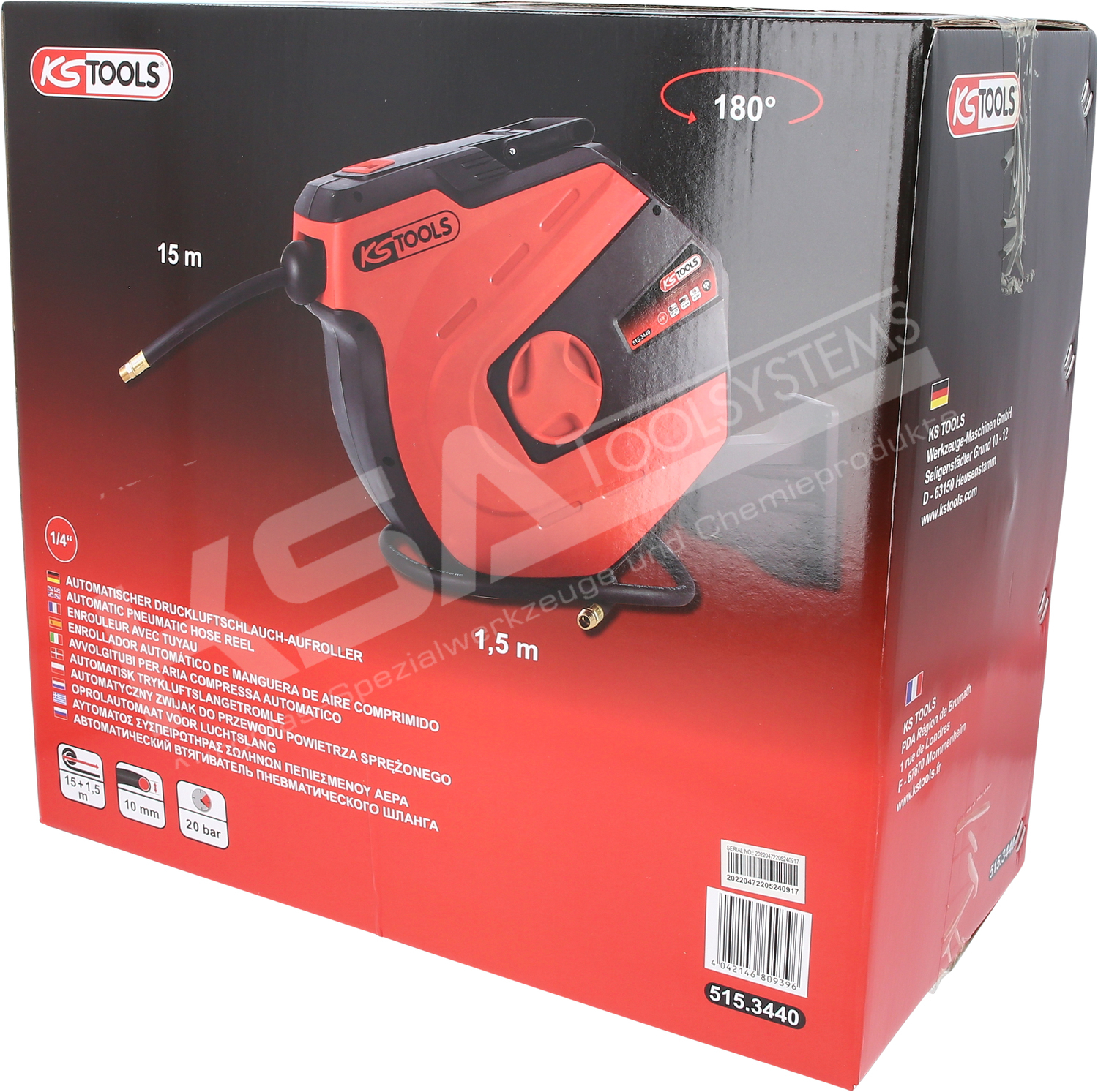 Automatischer Druckluftschlauch-Aufroller, Ø 10mm x 15m – Bild 4