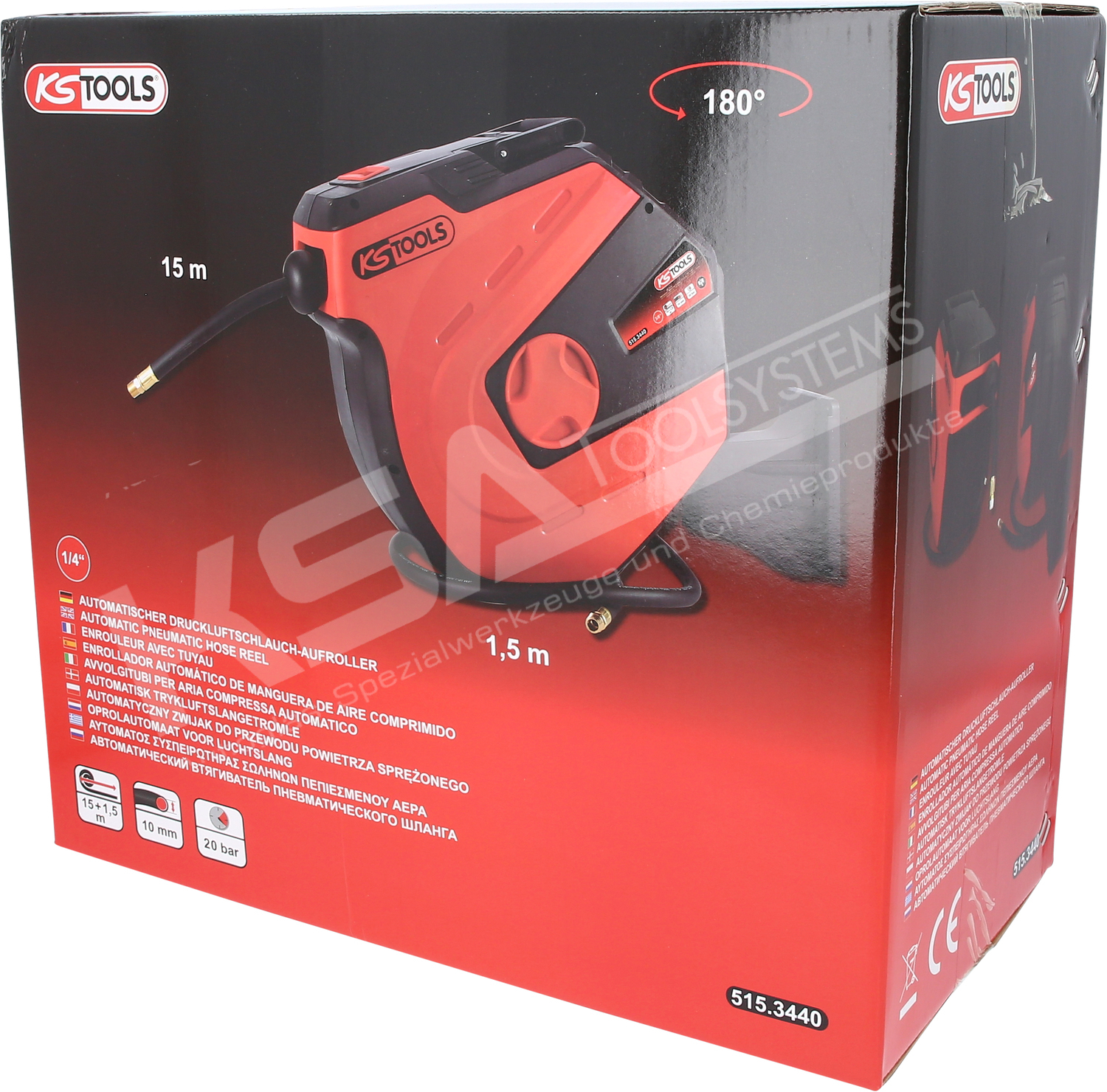 Automatischer Druckluftschlauch-Aufroller, Ø 10mm x 15m – Bild 7