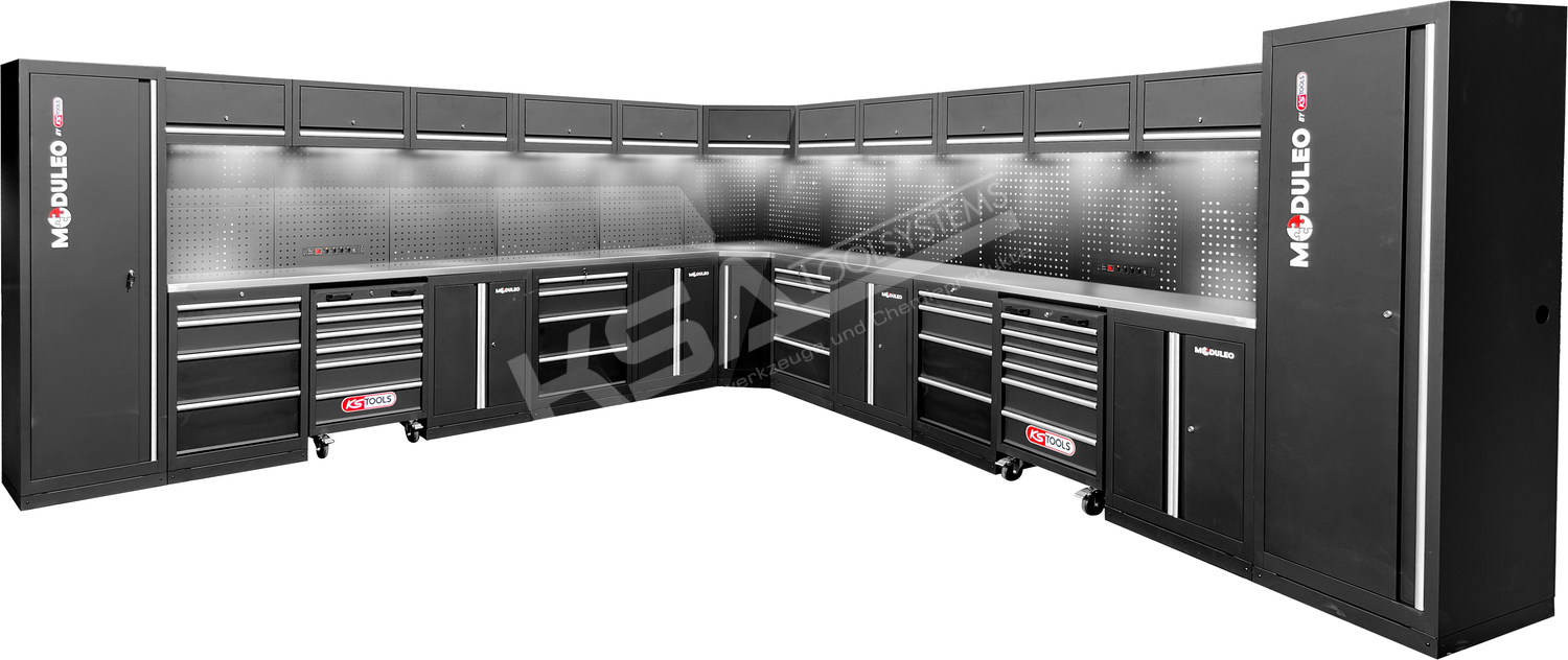 Werkstatt-Schranksystem, L-Form, 4760 x 4760 mm – Bild 4
