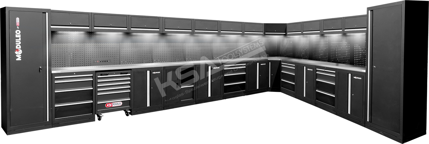 Werkstatt-Schranksystem, L-Form, 6120 x 4080 mm – Bild 4