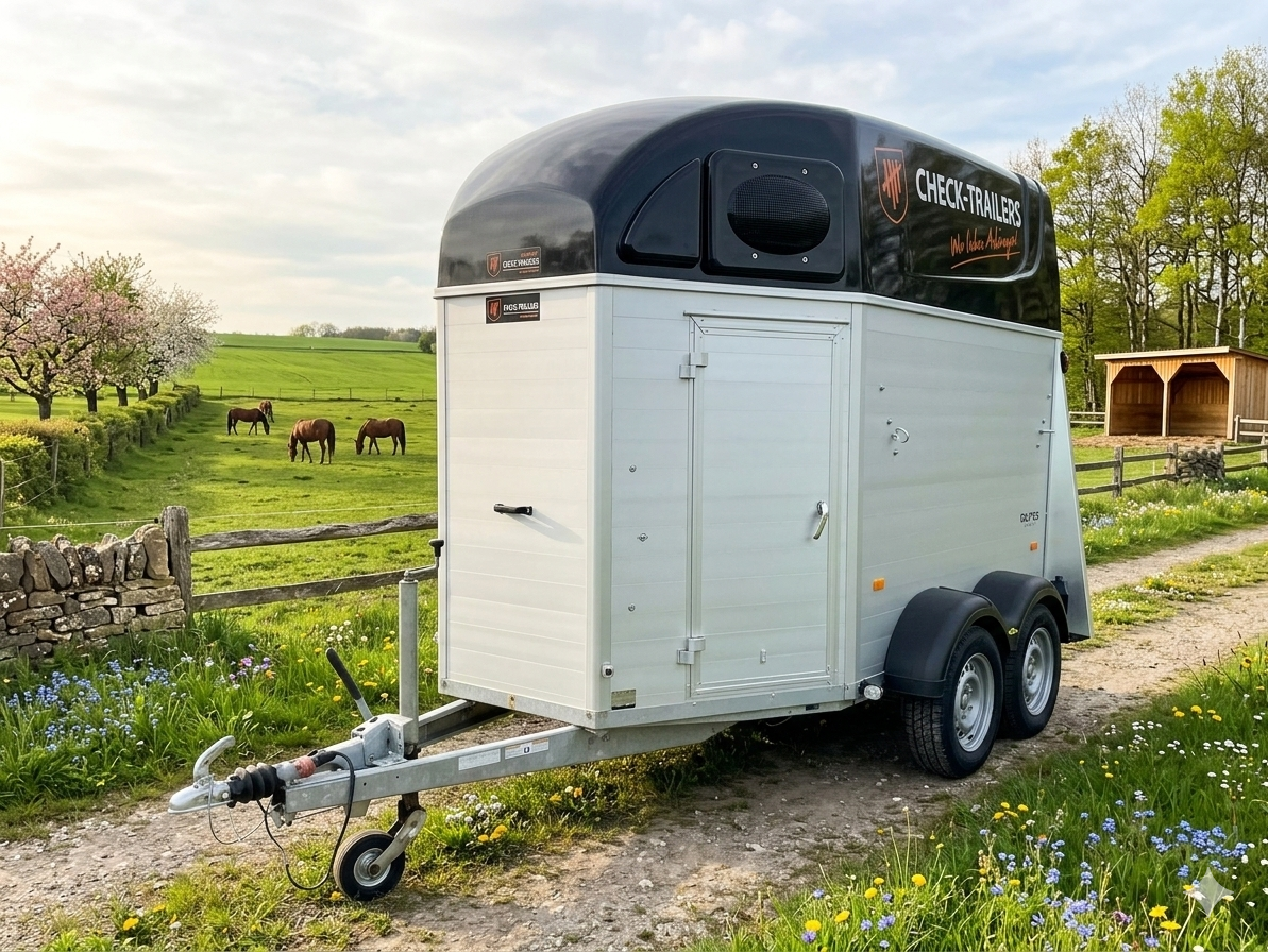 Pferdeanhänger-Aktion für Jungreiter, Equitos Alu Plus 2400 Black Metallic, Sponsor-Pferdeanhänger! mit Check Trailers Aufschrift – Bild 3