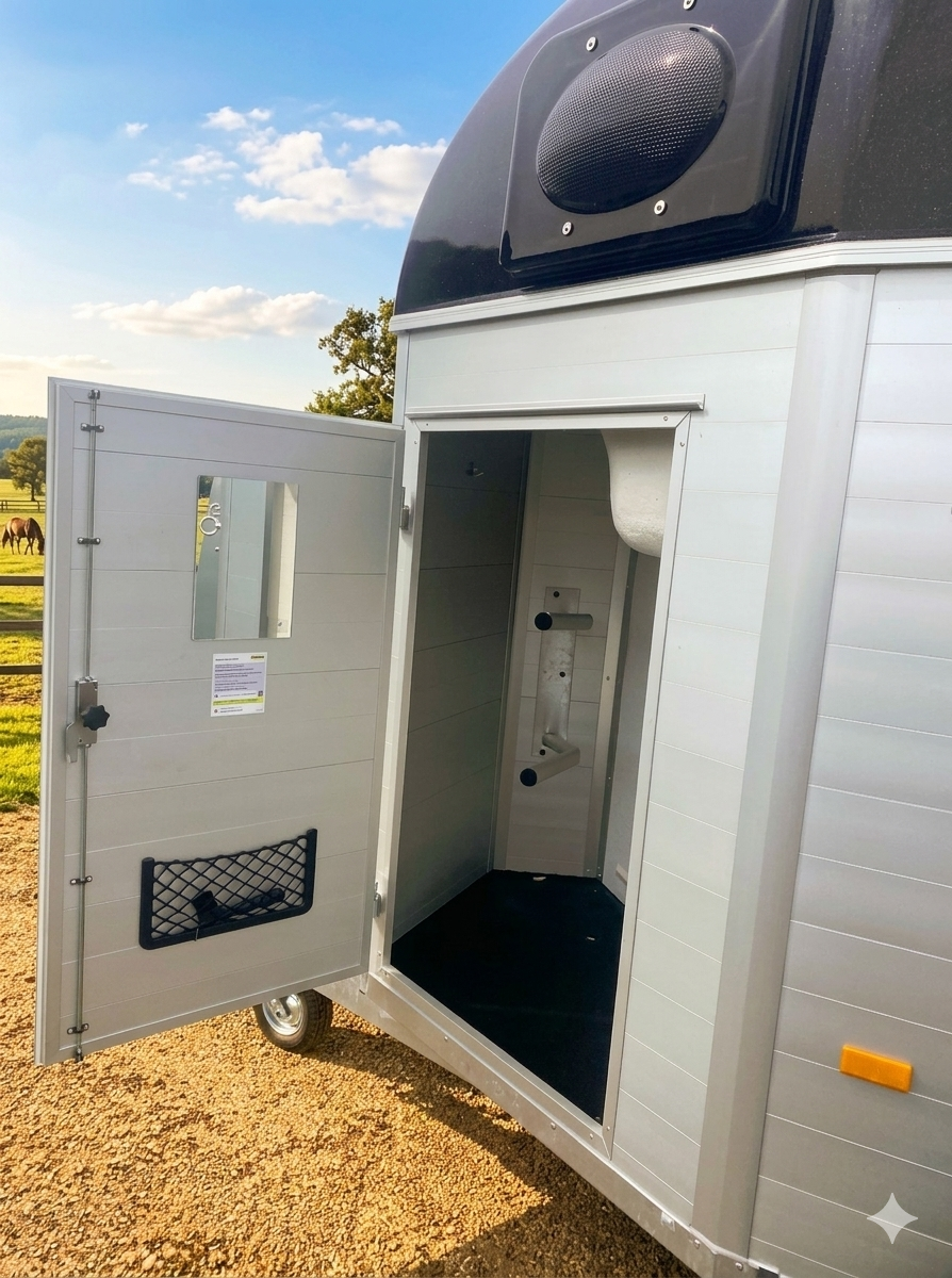 Pferdeanhänger-Aktion für Jungreiter, Equitos Alu Plus 2400 Black Metallic, Sponsor-Pferdeanhänger! mit Check Trailers Aufschrift – Bild 5