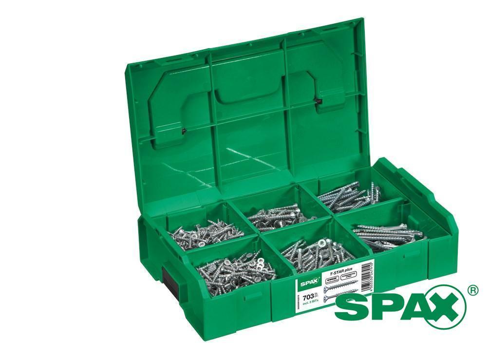SPAX Sortimentsbox Schrauben flacher Kopf kleine Größen 703 Stück – Bild 2