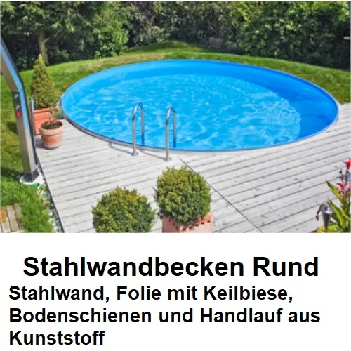Stahlwandbecken Rund 600×120 cm Schwimmbecken Folie 0,8 mm