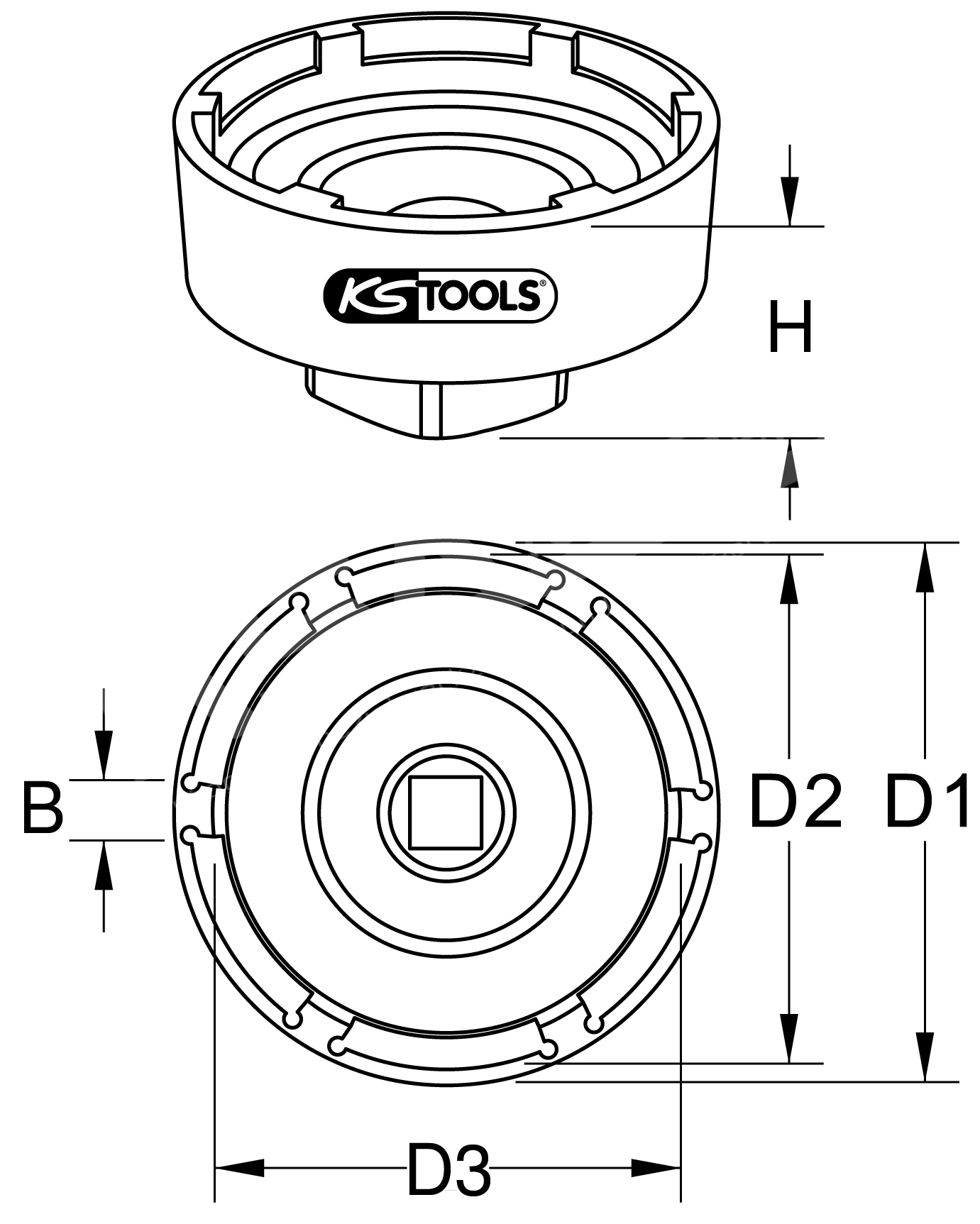 3/4″ Nutmuttern-Schlüssel mit 4 Zapfen für DAF, Innenzapfen Ø 66,8 mm – Bild 5