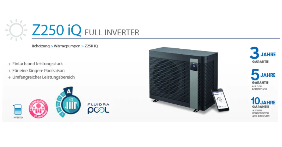 Z250 iQ MD5 Wärmepumpe Zodiac Full Inverta Poolheizung – Bild 8