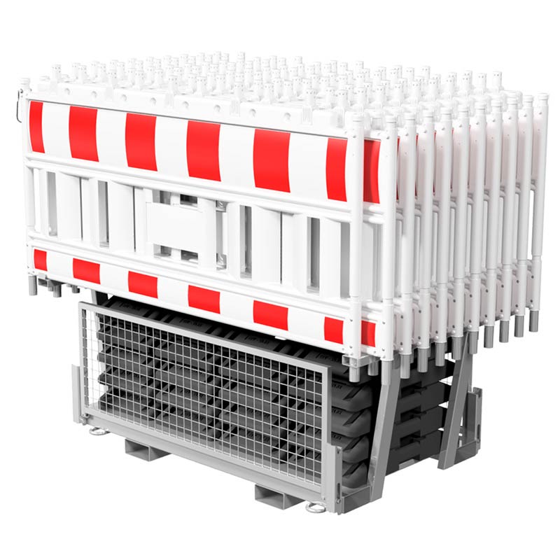 Absperrschrankengitter SET4 Schake, 20 Gitter, 21 TL-Fußplatten auf Twinpalette