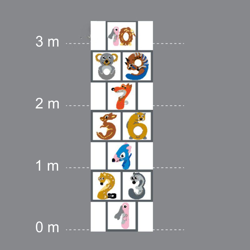 DecoMark™ Hüpfspiel Himmel & Hölle mit Tieren, 3320 x 960 mm