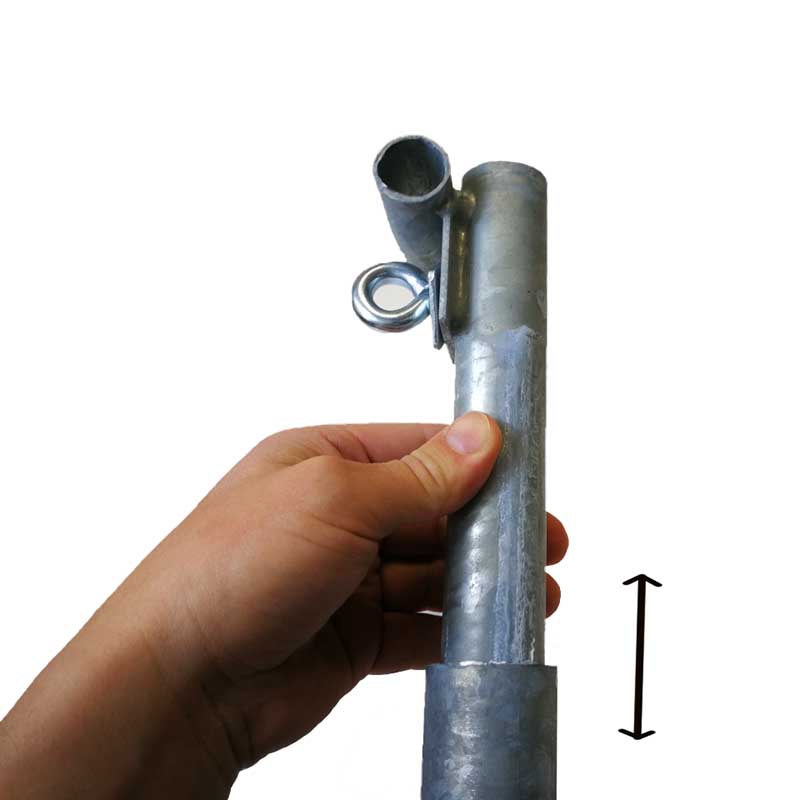 Einschlagpfosten Typ L1 Ø 42 mm von Schake, 2,1 m Länge, 1 m Teleskoprohr – Bild 4