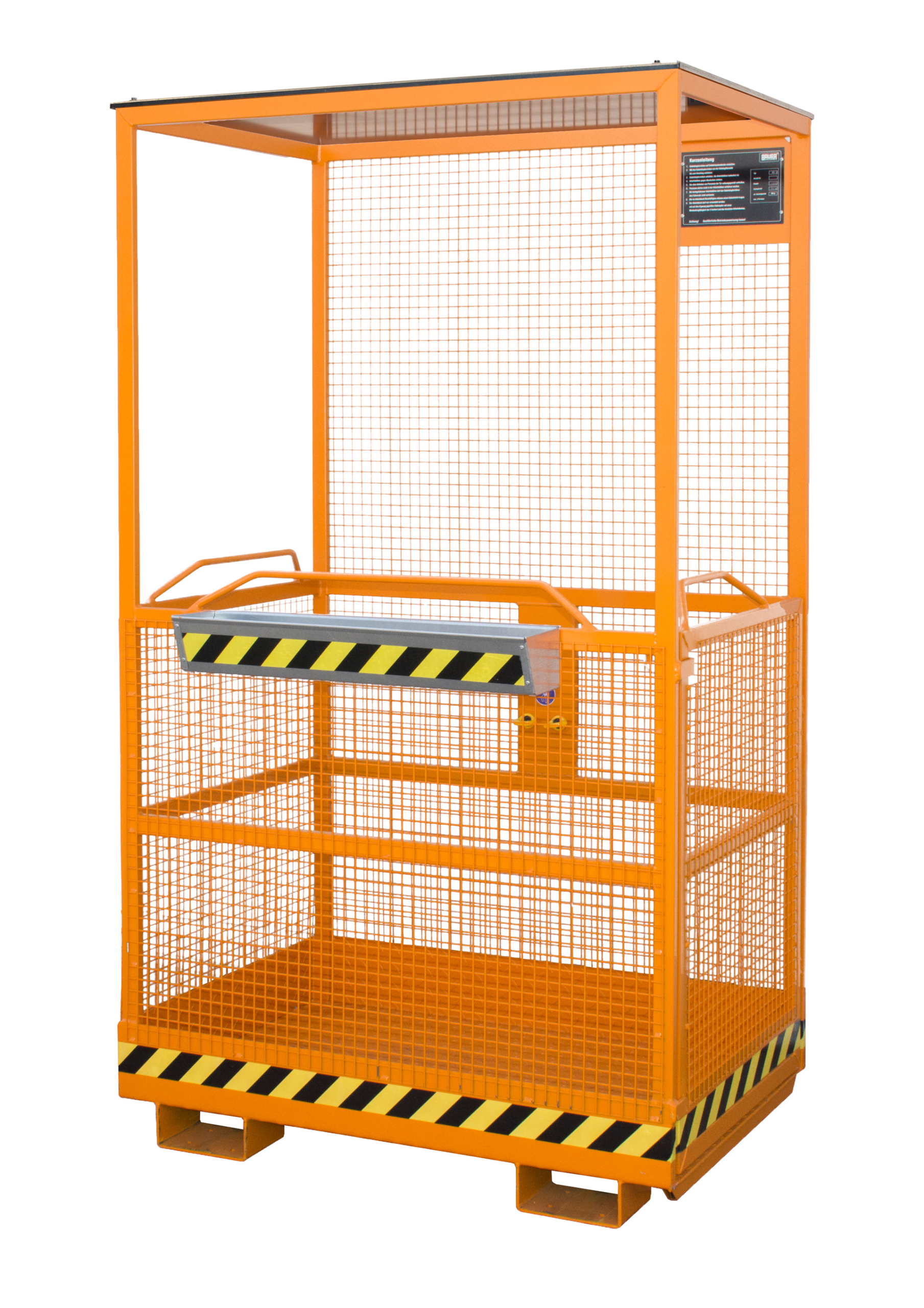 Bauer Arbeitskorb MB-A/D, mit Handlauf, mit Werkzeugablage, Gelborange o. Feuerverzinkt – Bild 2