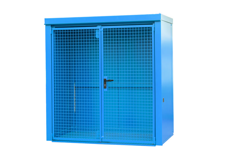 Gasflaschen-Container Typ GFC-B M1, für den Außenbereich, mit Tränenblechboden, für 28 Flaschen mit 230 mm, versch. Farben – Bild 5