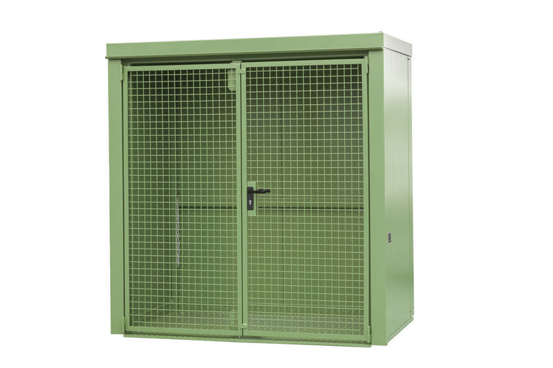 Gasflaschen-Container Typ GFC-B M1, für den Außenbereich, mit Tränenblechboden, für 28 Flaschen mit 230 mm, versch. Farben – Bild 6