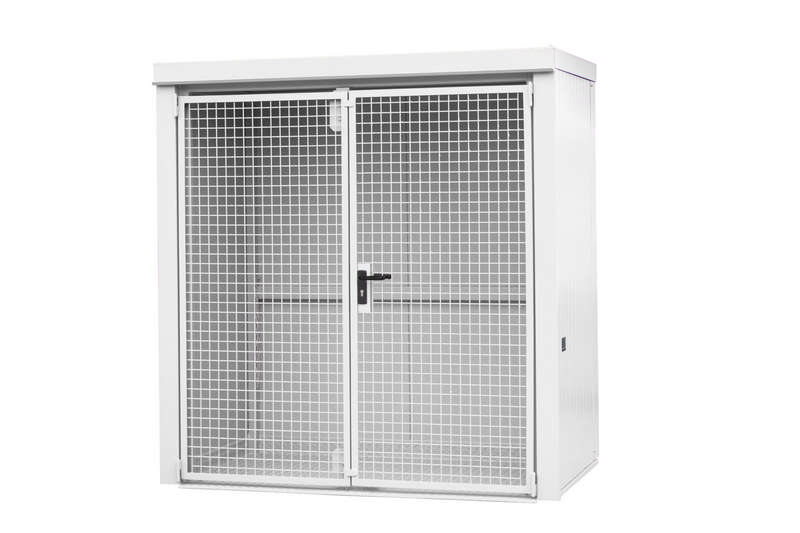 Gasflaschen-Container Typ GFC-B M1, für den Außenbereich, mit Tränenblechboden, für 28 Flaschen mit 230 mm, versch. Farben – Bild 3