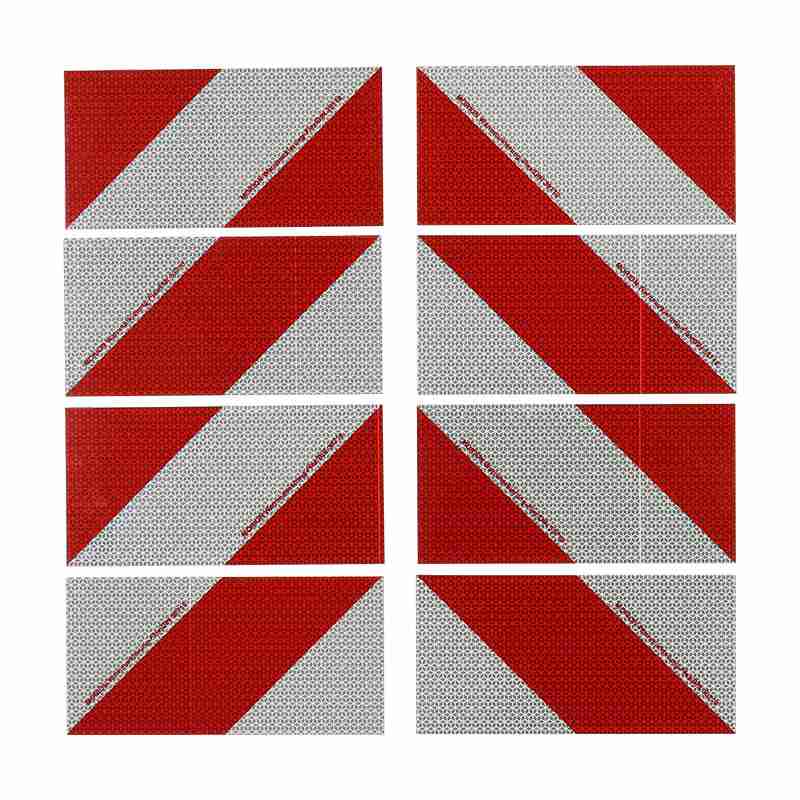 KFZ-Warnmarkierung magnetisch, Rot-Weiß RA2, 8 Zuschnitte 141 x 282 mm