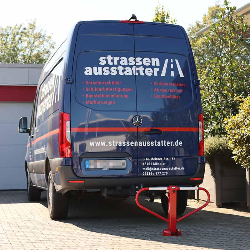 Parkplatzsperre flexibel, umlegbar mit Rundrohrbügeln, Profilzylinderschloss – Bild 7