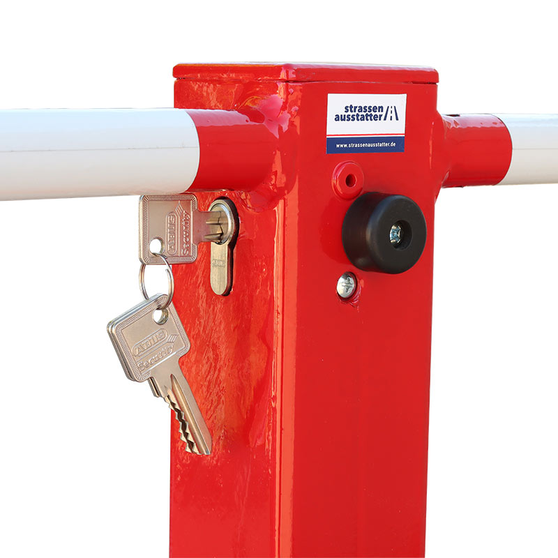 Parkplatzsperre flexibel, umlegbar mit Rundrohrbügeln, Profilzylinderschloss – Bild 3