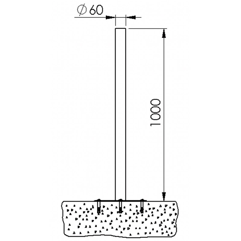 Standpfosten für Abfallbehälter zum Aufdübeln aus Edelstahl mit Halbkugelkopf – Bild 2
